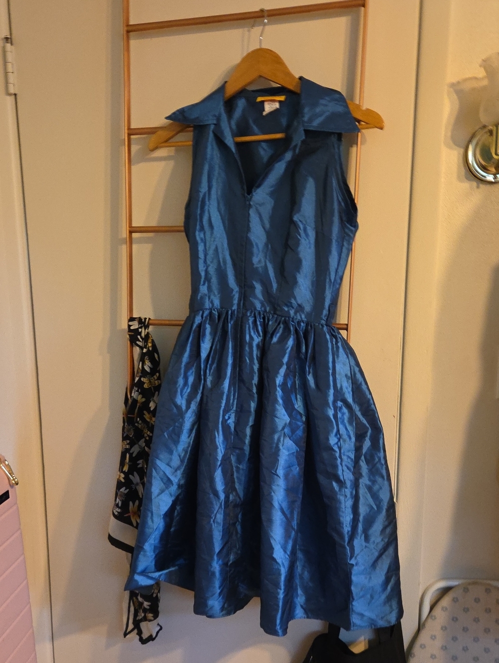 Bernie Dexter Blue Sleeveless Satin  Dress